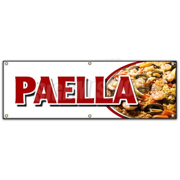 PAELLA BANNER SIGN spanish seafood clam shrimp mussel rice special food